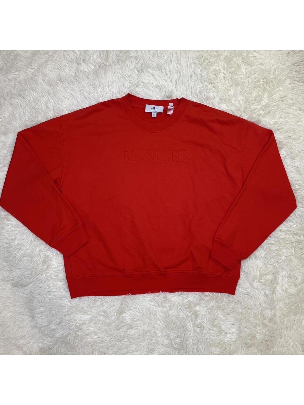 7 For All Mankind Red Embroidered Crewneck Men’s Pullover Sweater XL